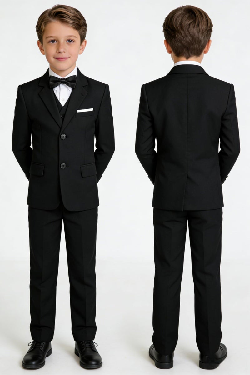 Addneo Boys Suits,Children's Formal Suits for Toddler Boy Silm Fit Suit Black Size 10 - Image 3